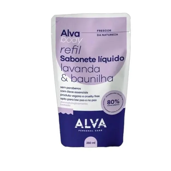Sabonete Líquido Alva Vegano Refil Lavanda e Baunilha 250ml SAB LIQ ALVA 250ML REFIL VEGANO LAVANDA