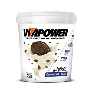 VITAPOWER®: Pasta de Amendoim Sabor Cookies e Cream 450g Pasta de Amendoim Gourmet Cookies e Cream 450g - Vitapower