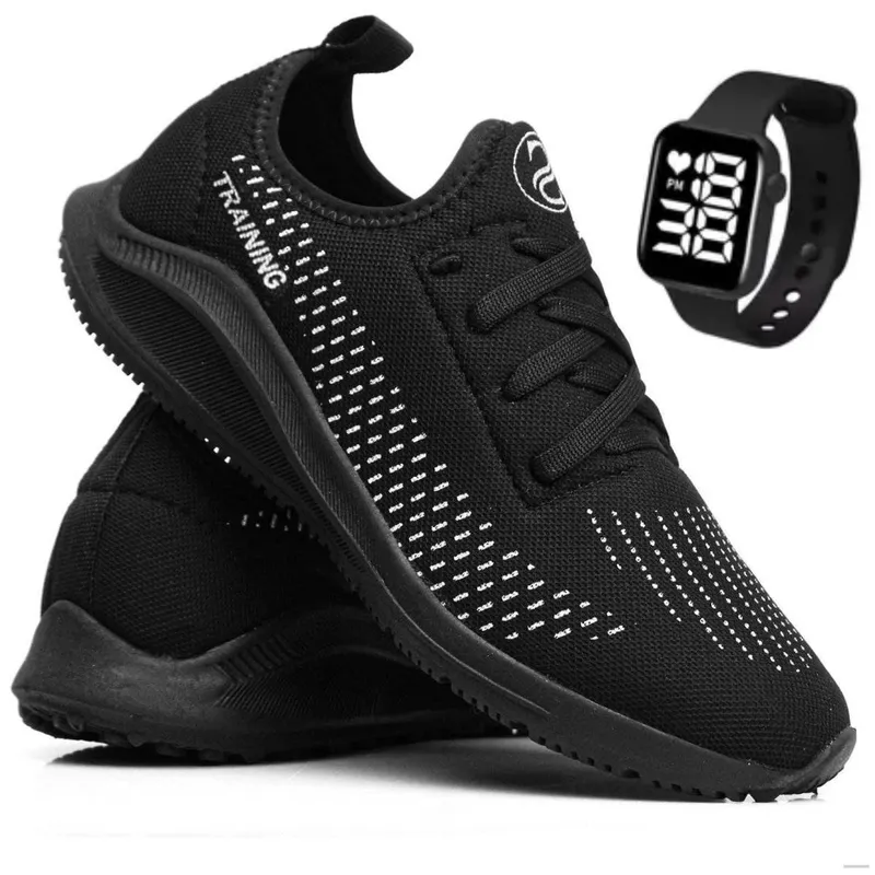Tênis Esportivo Masculino Academia Caminhada Corrida Conforto+Relógio