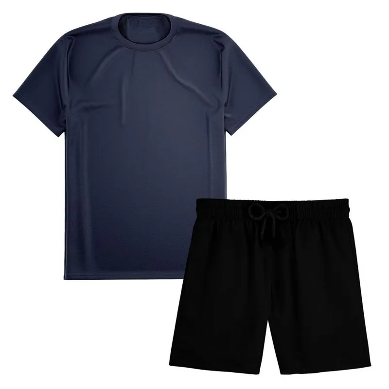 Kit Short Praia Academia Passeio Treino Preto + Camiseta Manga Curta Masculina