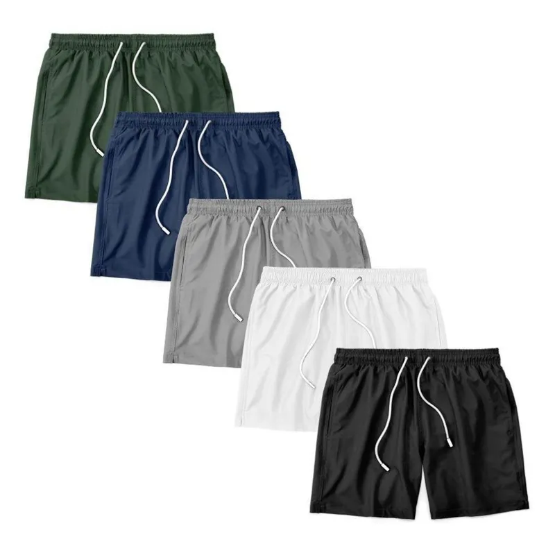 Kit 5 Shorts Bermuda Masculino Tactel Liso Praia Academia