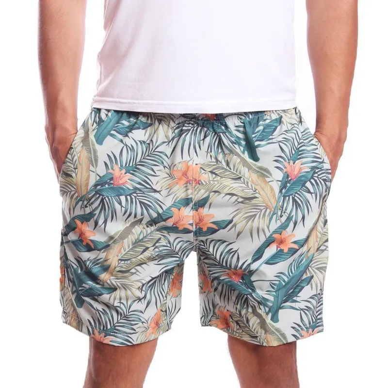 Short Tactel Ox Silver Floral Flores Masculino