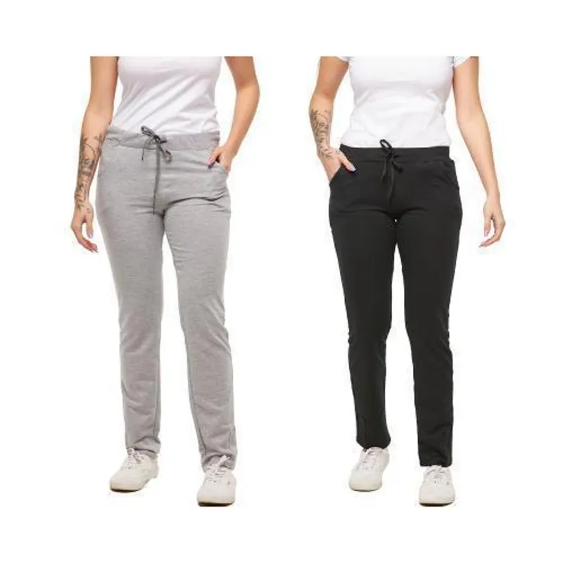 Kit com 02 Calças de Moletom Feminino Slim Skinny Sport Casual F1