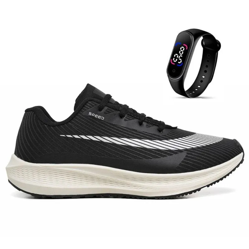 Kit Tênis Speed Unissex Treino Academia Caminhada Corrida Relógio Digital