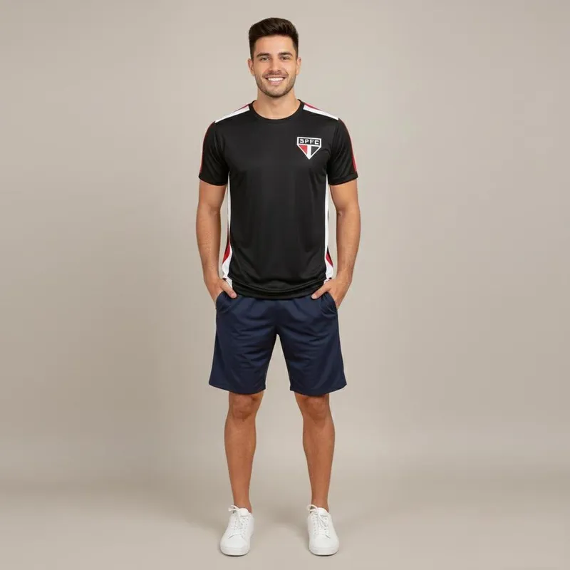 Camisa Camiseta São Paulo SPFC Oficial Masculina Tricolor Casual Treino Escudo Bordado Premium