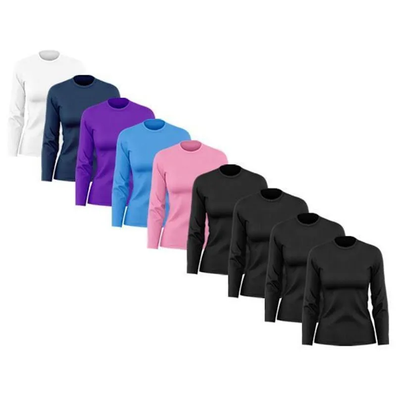 Kit 9 Camisetas Femininas Manga Longa Dry Proteção Uv