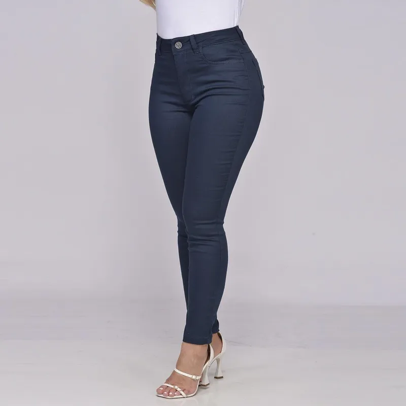 Calça Sarja Feminina Skinny Cintura Alta Elastano 7914
