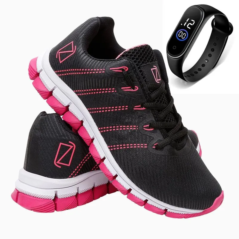 Tenis Feminino Esporte Ortopédico Academia Caminhada Leve Macio + Relógio