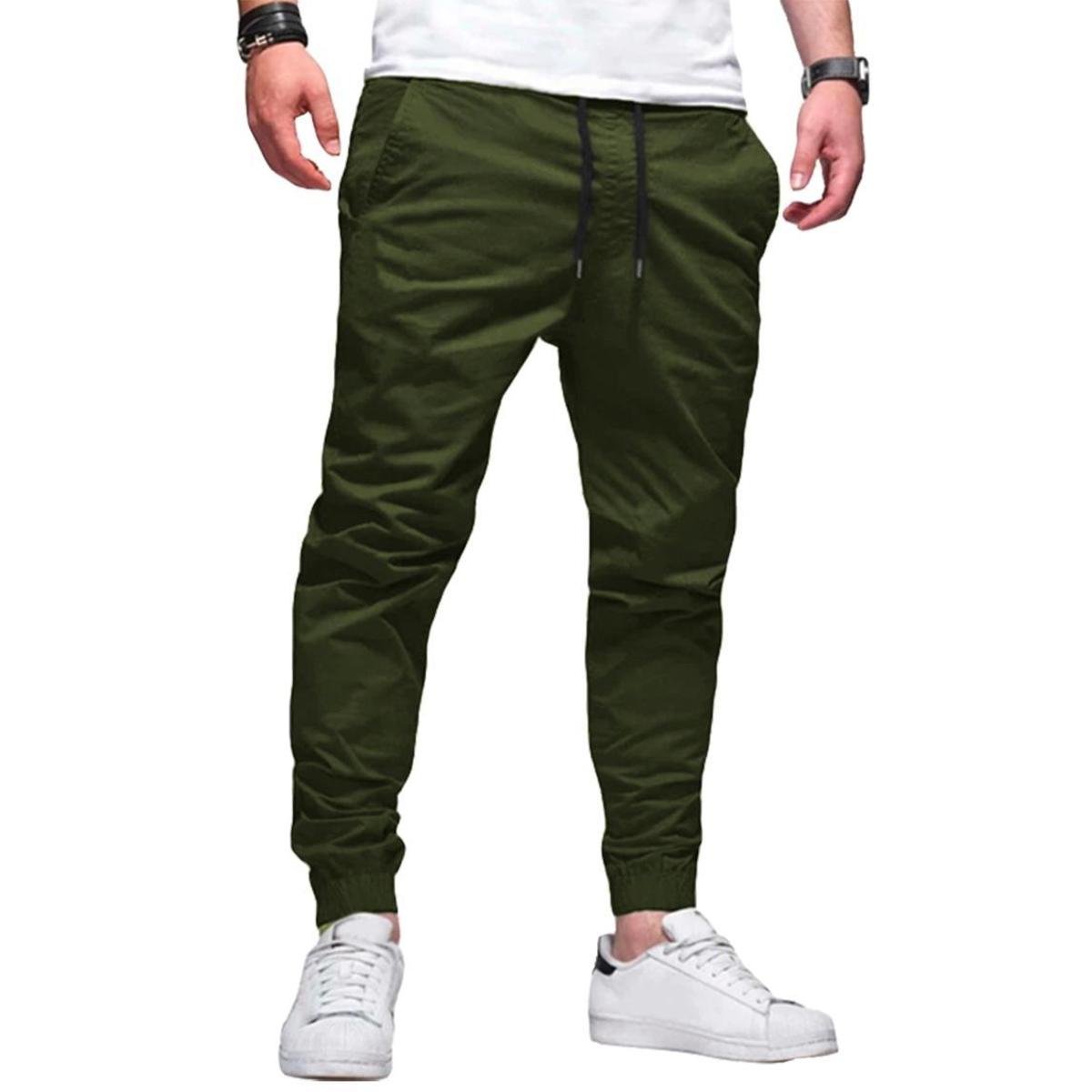 Calça Plus Size Sarja Jogger Masculina Skinny Com Punho S01plusn-Off White-G3
