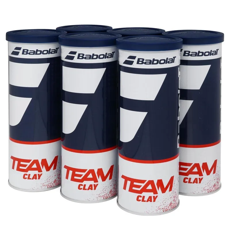 Bola de Tênis Babolat Team Clay Tubo em Lata com 3 Bolas Pack com 06 Tubos