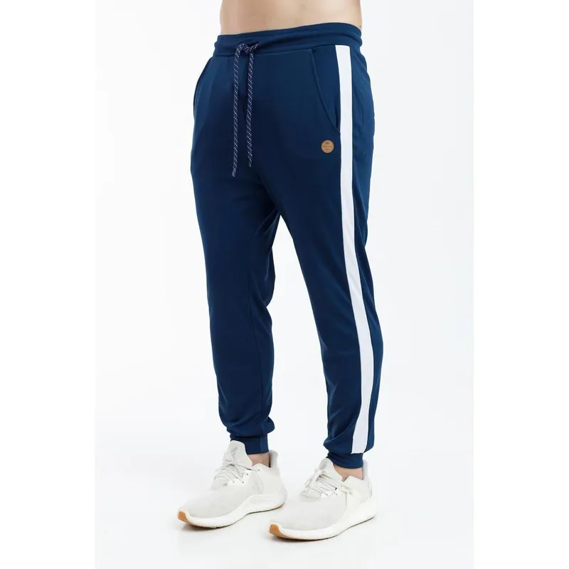 Calça Masculina Helanca Esportiva Faixa Lateral Marinho