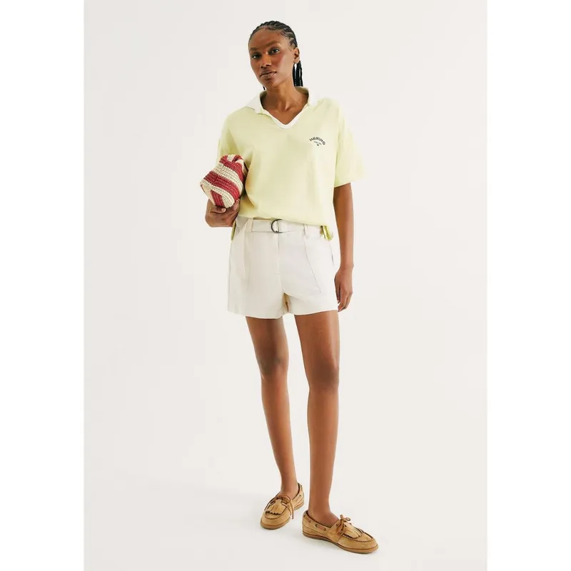 Shorts Feminino Em Peach Touch Com Cinto