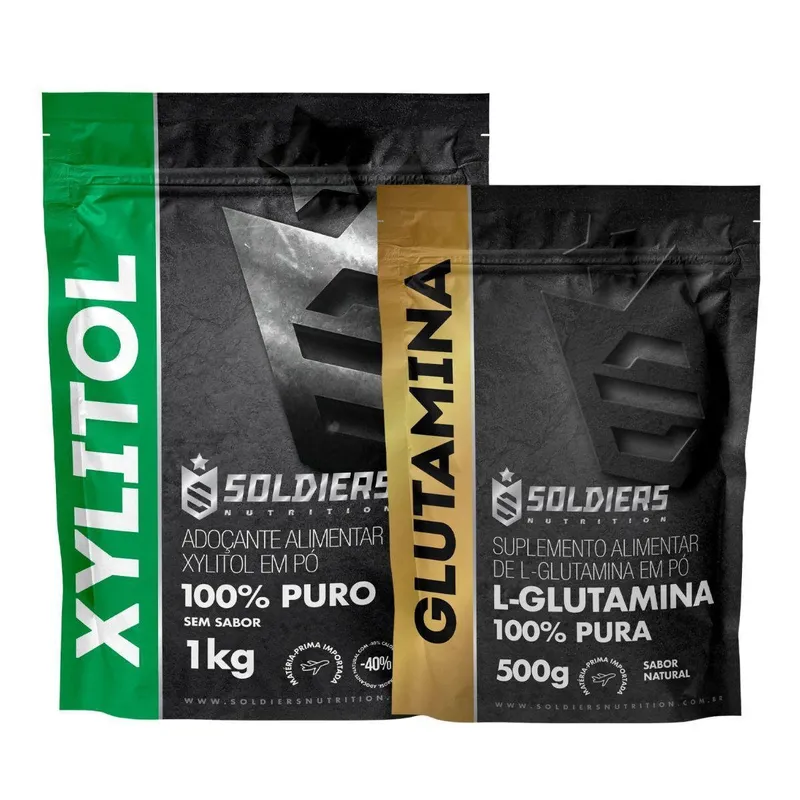 Kit: Glutamina 500g + Xylitol 1Kg - Soldiers Nutrition