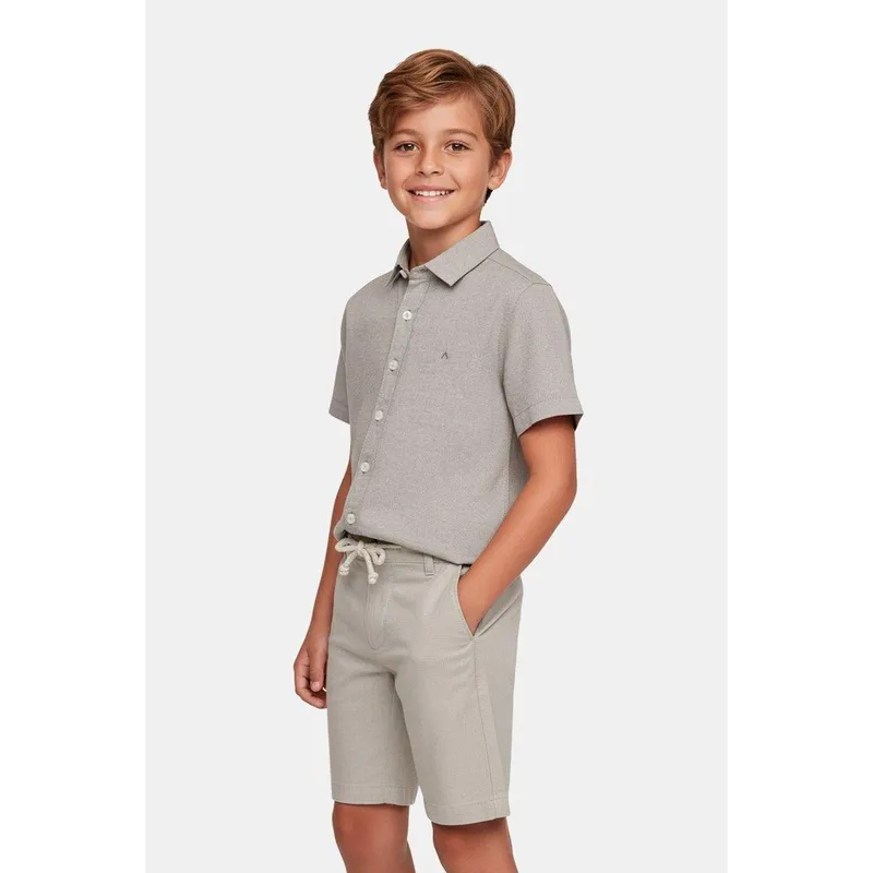 Camisa Aramis Infantil Regular Manga Curta Bege