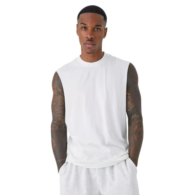 Camiseta Regata Machão em Algodão Branco Fio 30.1