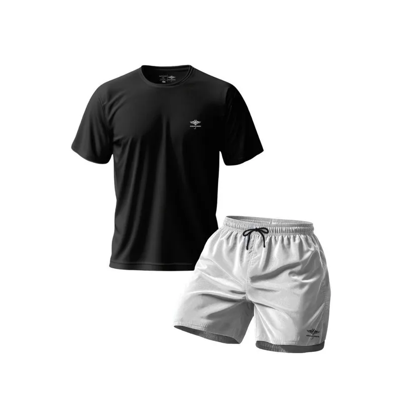 Conjunto Camiseta Dry Masculina Raglan E Short Mauricinho Academia Verão Praia Básico