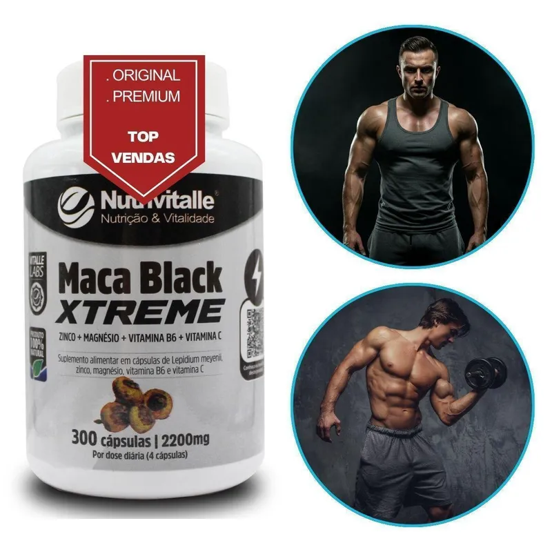 Raiz Peruana Nutrivitalle Black Xtreme Zinco Magnésio Vit B6 Vit C PréHormonal 2200mg Original