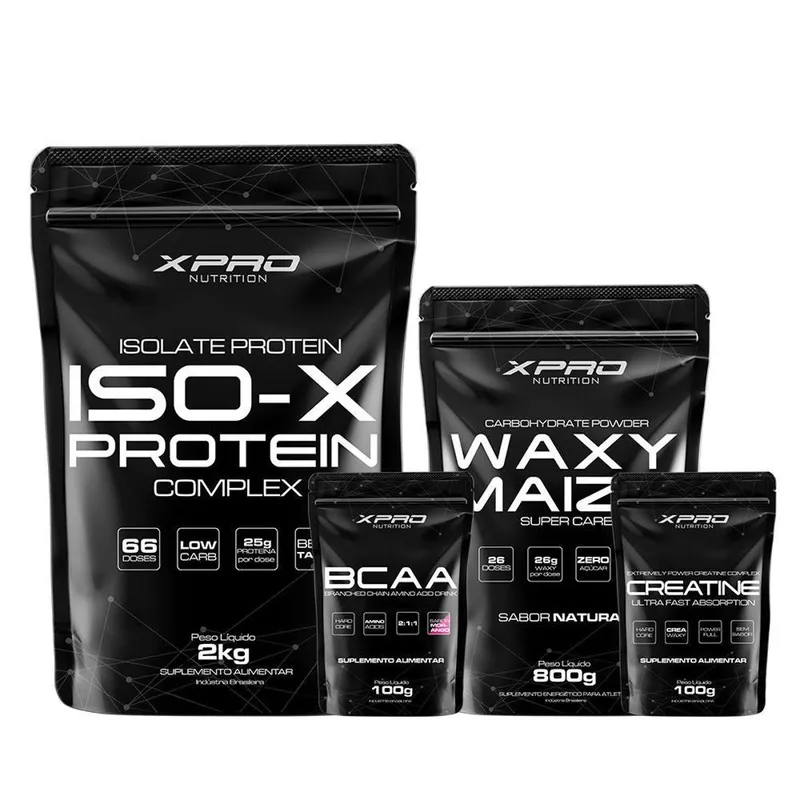 Kit Whey Iso X Protein 2Kg + Creatina 100g + BCAA 100g + Waxy Maize Super Carb 800g - XPRO Nutrition