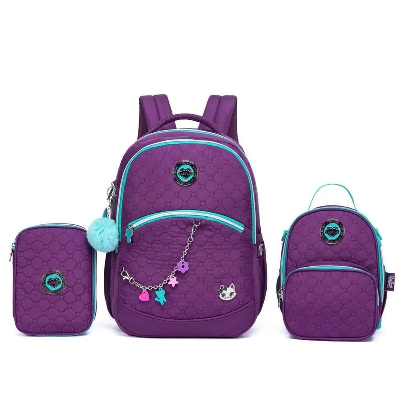 Kit Mochila Feminina Escolar Juvenil Costas 26 Litros Estojo Lancheira