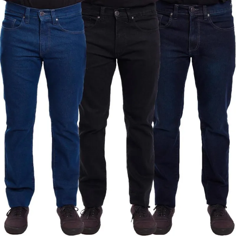 Kit 3 Calças Jeans R7Jeans Masculina Modelo Tradicional