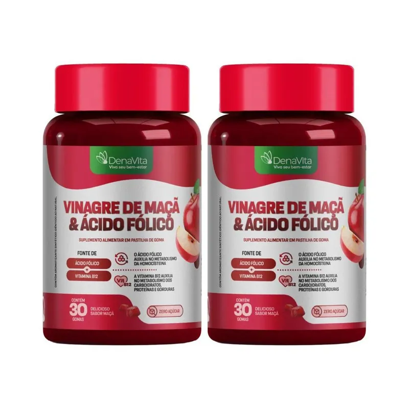 Kit 2x Gummy Vin. De Maçã E Ácido Fólico Em Goma Denavita