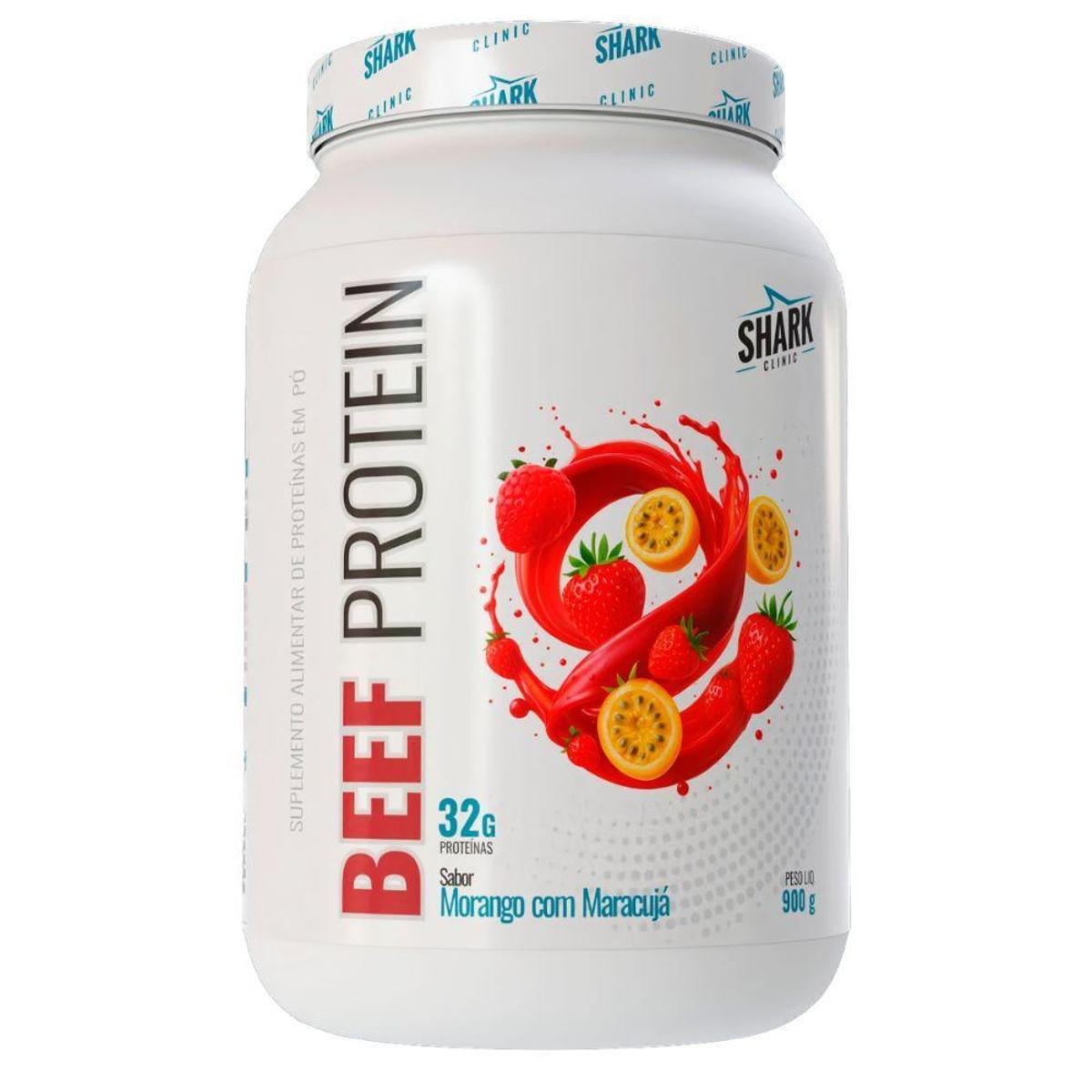Beef Protein Isolado Hidrolisado Morango Maracuja 900g Shark