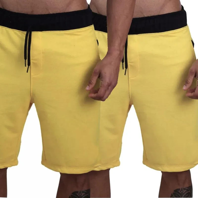 Kit 2 Bermudas Moletom Shorts Com Bolsos Básico Masculino Esportivo Treino
