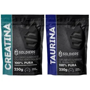 Kit: Creatina Monohidratada 250g + Taurina 250g - 100% Pura Importada - Soldiers Nutrition