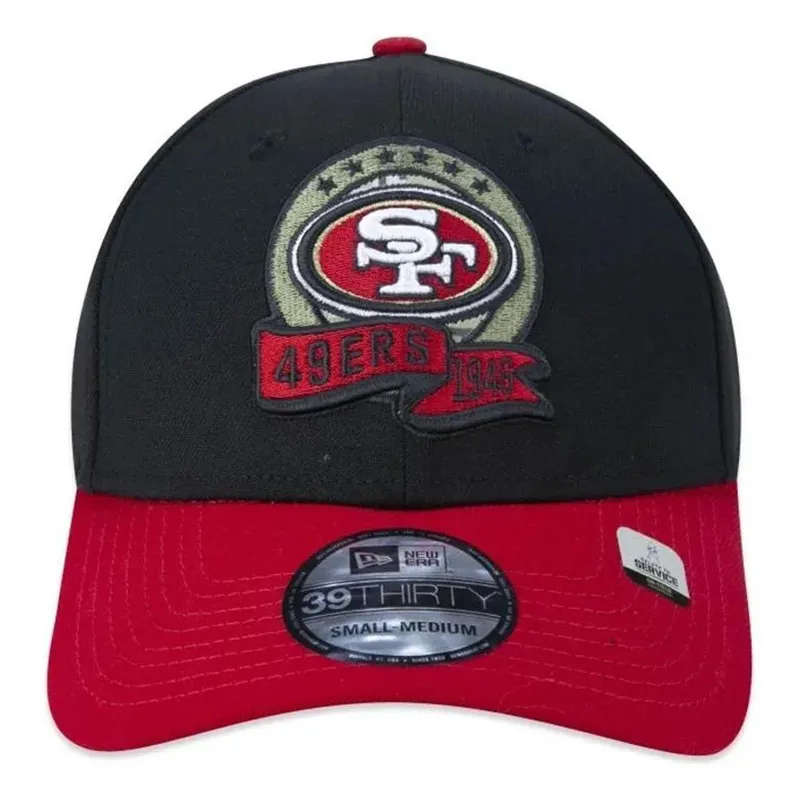 BONÉ NEW ERA 3930 SAN FRANCISCO 49ERS SALUTE TO SERVICE NFP23BON162 PRETO VERMELHO