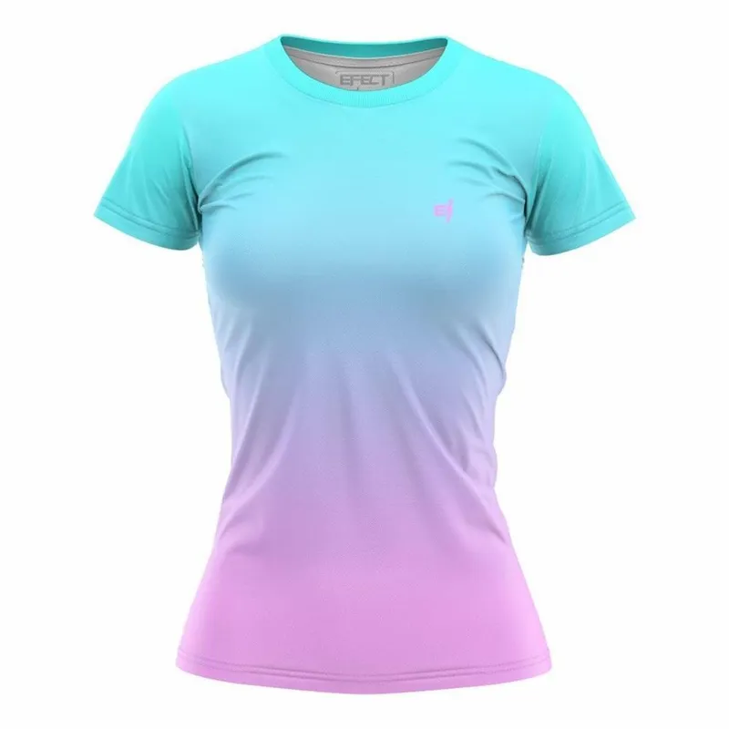 Camiseta Feminina Academia Estampa Degradê Gola Redonda