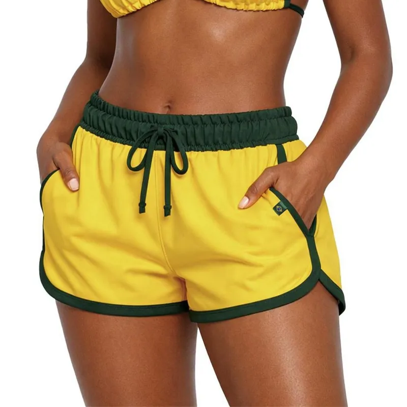 Short Feminino Brasil Moda Praia Esportivo Com Bolsos