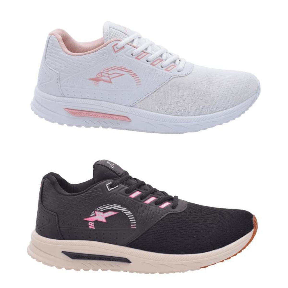 Kit 2 Pares Tênis Feminino Original FXB Academia Caminhada Para Corrida Treino