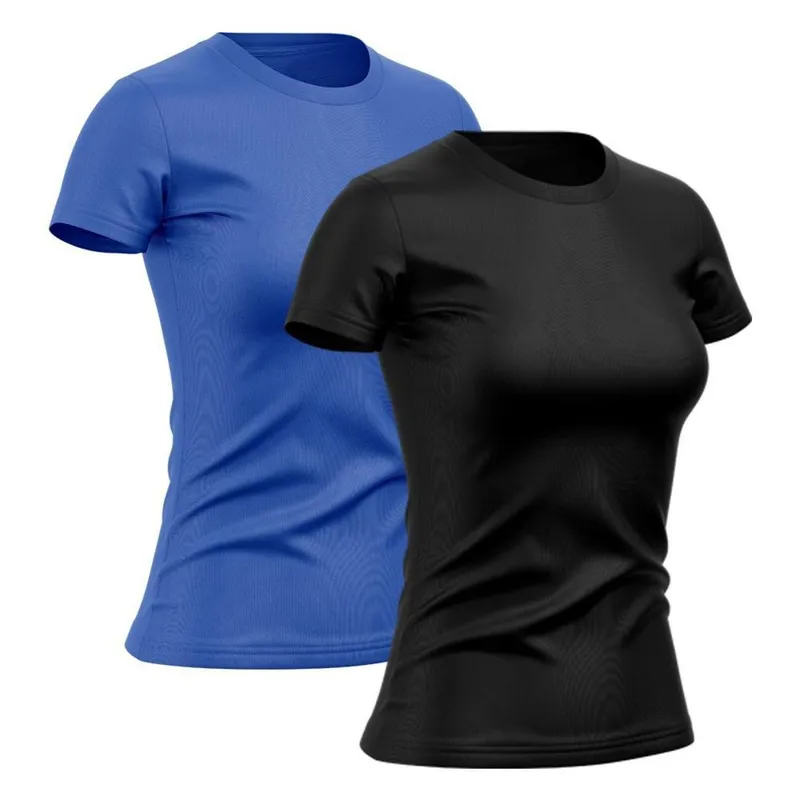 Kit 2 Camiseta Feminina Manga Curta Dry Proteção Solar UV Blusa Baby Look Academia Treino Camisetas