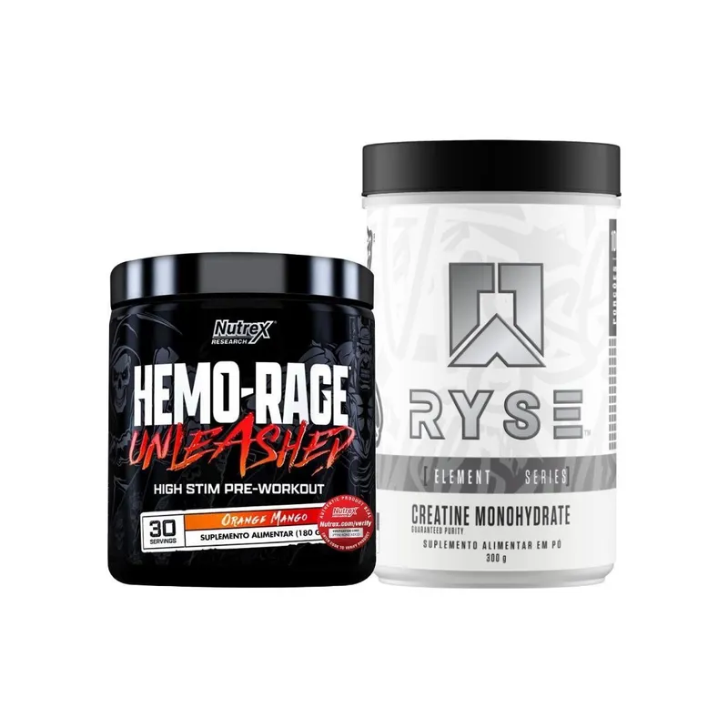 Kit Creatina Monohidratada 300g Ryse Supps + Pré Treino Ultra Concentrado 180g Nutrex