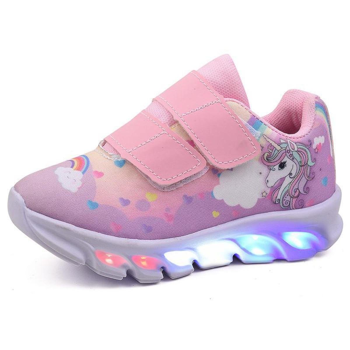Tenis Infantil De Led Unicornio Calce Facil Meninas LIGHT