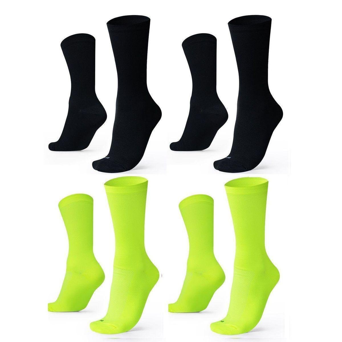 Kit 04 Pares Meia De Corrida Lisas B.V. PRETO/VERDE 36-42