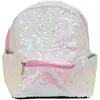 Mochila Lantejoulas Branco e Rosa 29x13x36cm