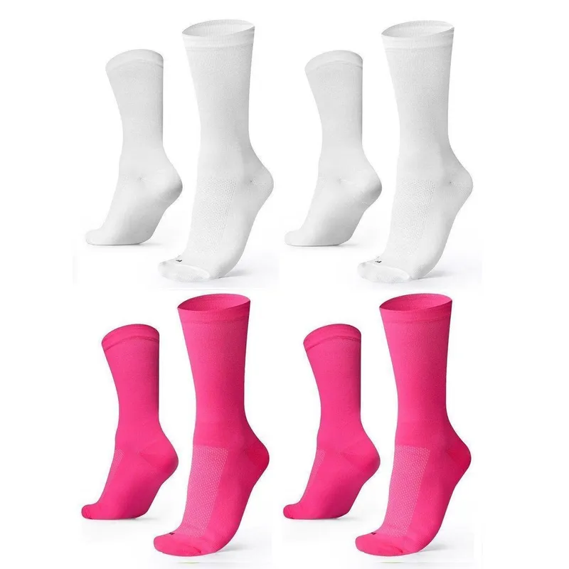 Kit 04 Pares Meia De Corrida Lisas B.V. BRANCO/ROSA 36-42