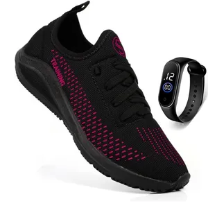 Tênis Academia Feminino Esportivo Caminhada Treino Meia Leve Treino Running Confortável + Relógio
