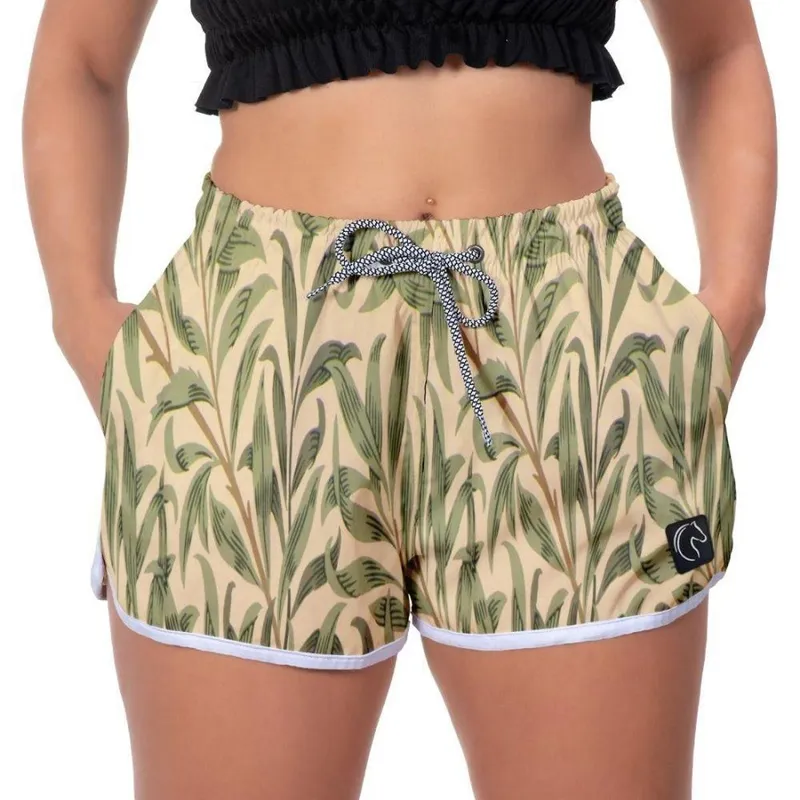 Short Feminino Nature Verde Casual Praia Verão Academia