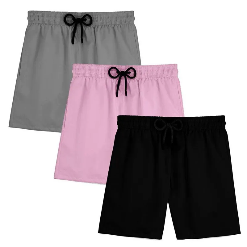 Kit 3 Short Masculino Bermuda Praia Verão Treino Esporte Mauricinho Tactel