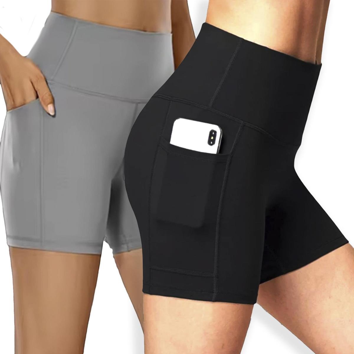 Kit 2 Shorts Bermuda Legging Liso Suplex Reforçado Fitness