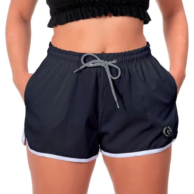 Short Academia Shortinho Feminino Preto Liso Premium Confortável Dia a Dia