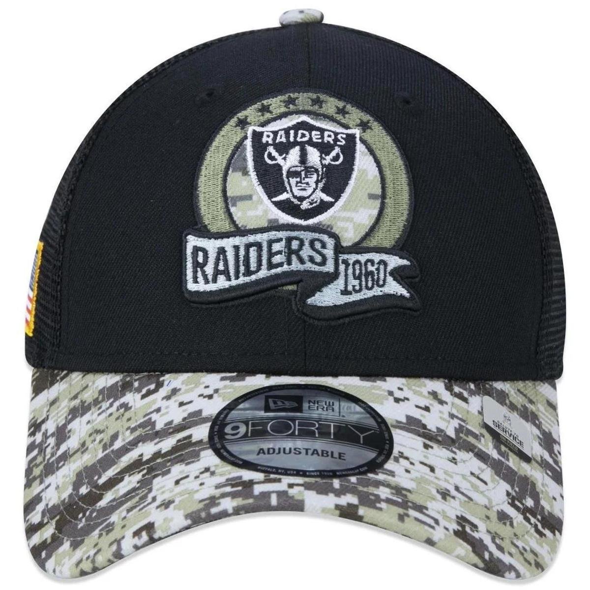BONÉ NEW ERA 940 LAS VEGAS RAIDERS SALUTE TO SERVICE TRUCKER NFP23BON220 PRETO CAMUFLADO