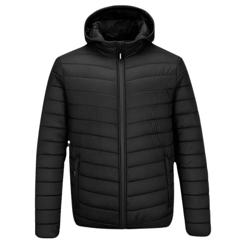 Jaqueta Puffer Bobojaco Masculina Casaco Corta Vento Acolchoada Impermeável Bolsos Capuz Removível