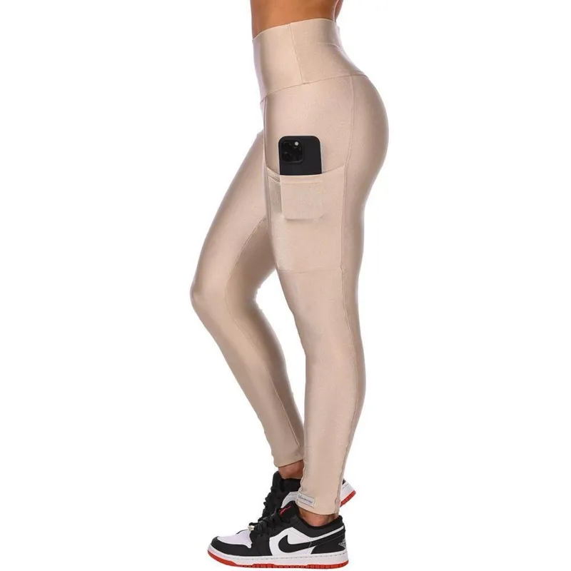 Calça Legging Cós Alto Fitness Cirrê Com Bolso 2025 Summer Soul