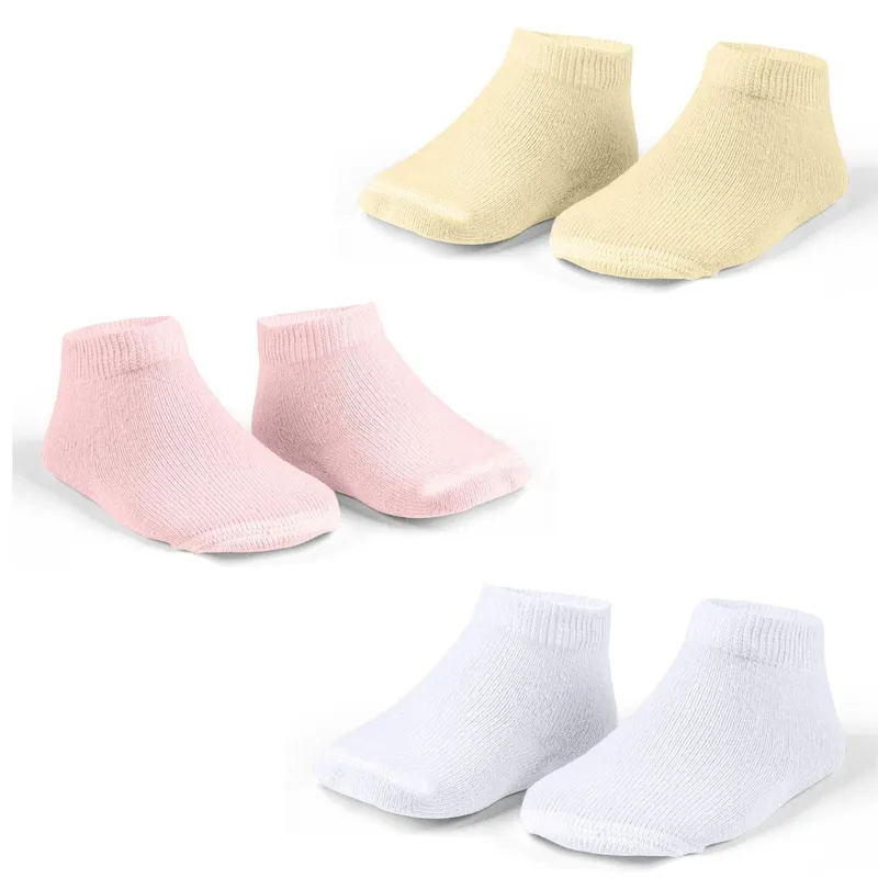 Kit 3 Pares Meia Bebe Recem Nascido Infantil Algodao Confortavel