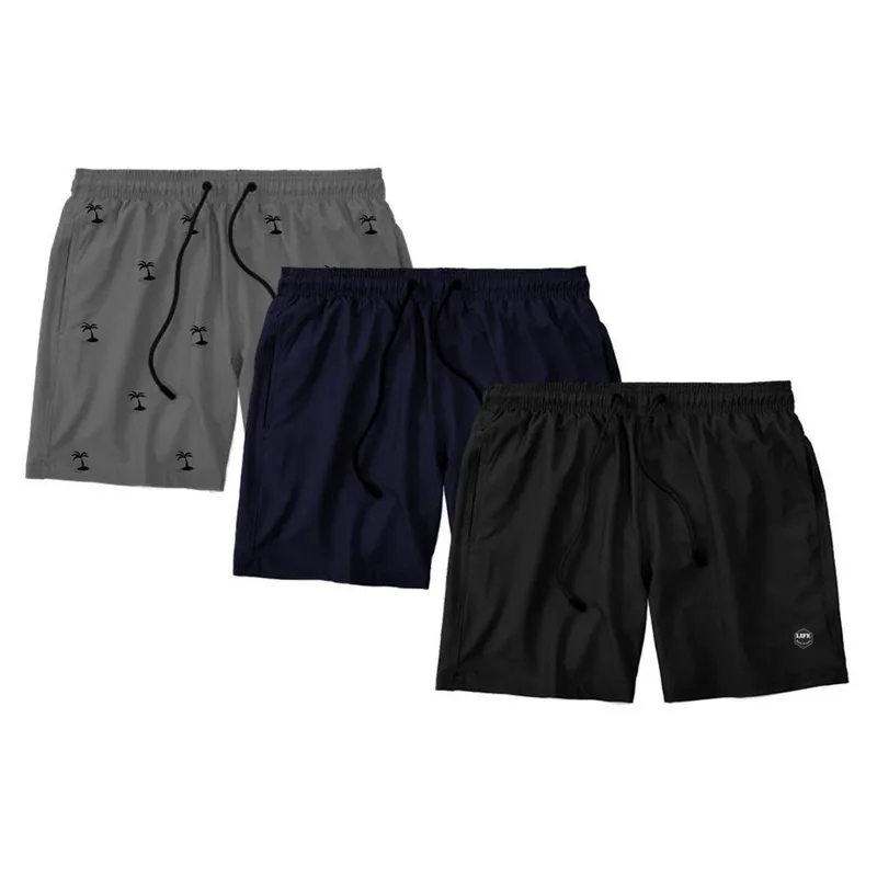 Kit 3 Shorts Bermuda Estampado Masculino Mauricinho Tactel