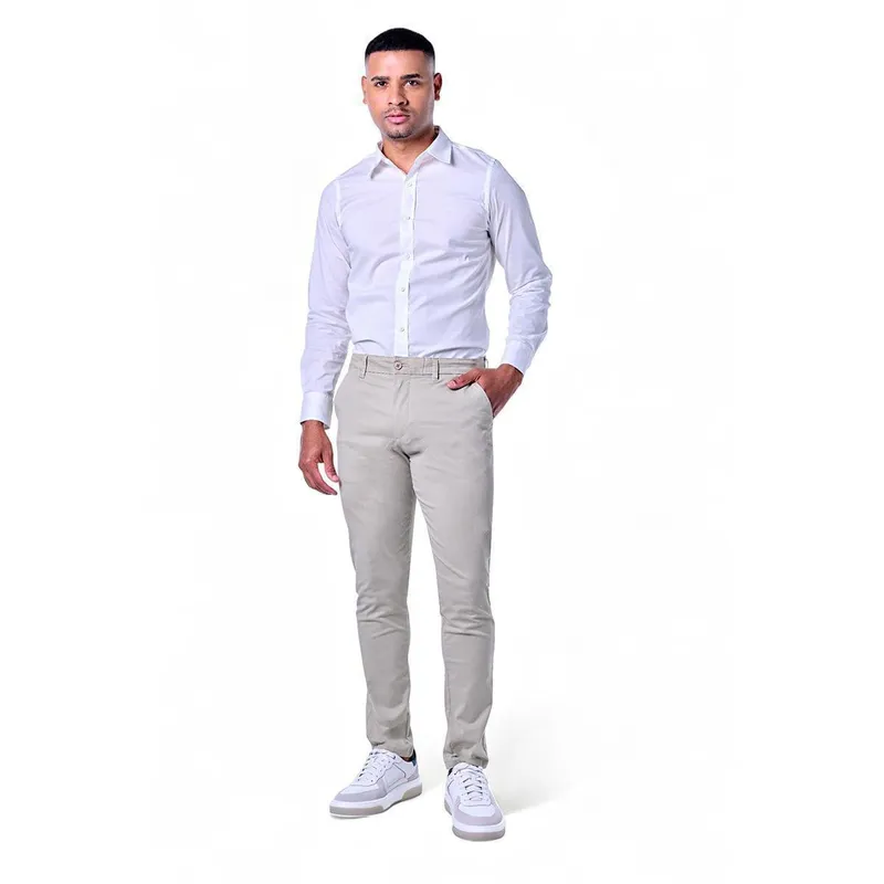 Calça Masculina Chino Básica Casual Algodão E Elastano Pacific Blue