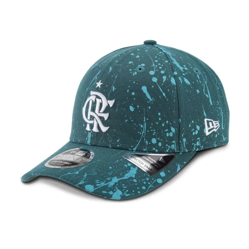 BONE NEW ERA 9SEVENTY STRETCH SNAP LIFESTYLE FLAMENGO PAINT CRF FUTEBOL VERDE